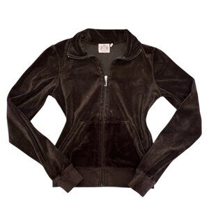 Juicy Couture Brown Velour Jacket Y2K Vintage Fairy Grunge 90s Winter Fall